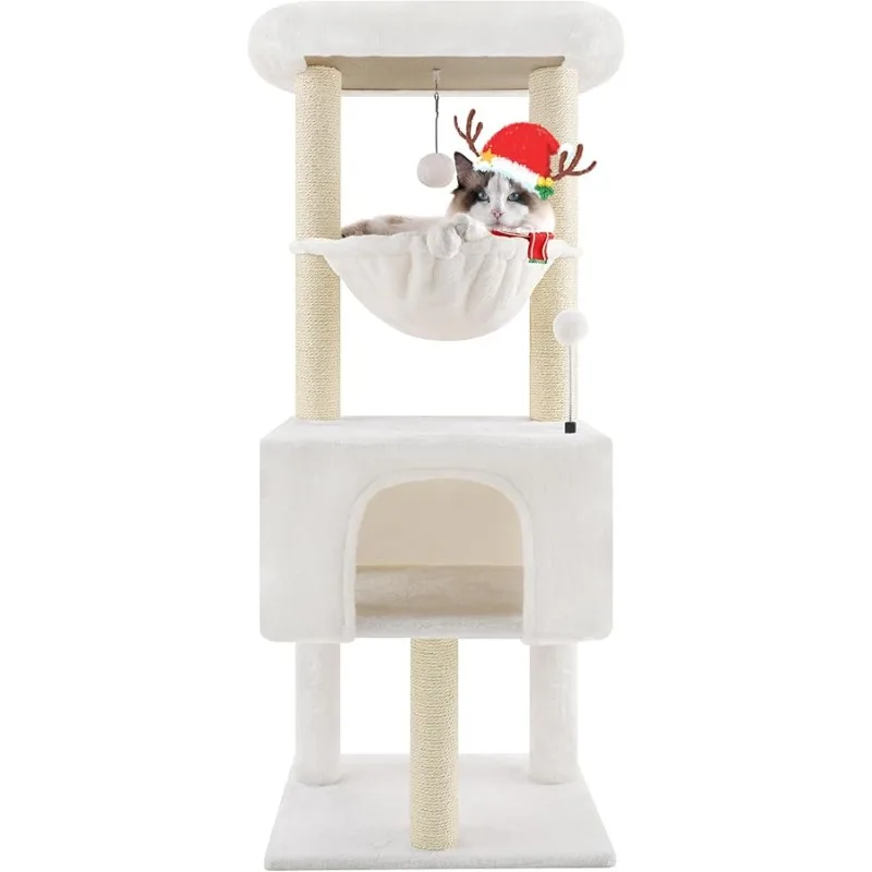

ROYPET Fashion Design 43.3" Cat Trees with Cat Houses Spring Balls,Beige