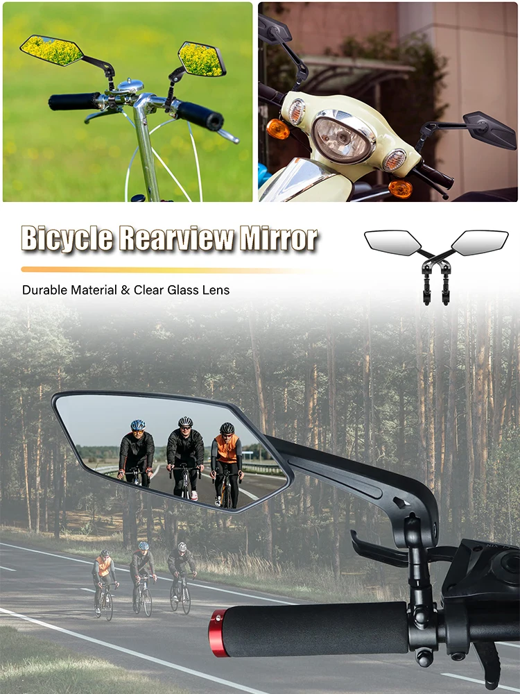AliExpress NONE otatable Adjustable Bicycle Rear View Mirror Clear Lens Handlebar Rearview Mirror Safety Cycling Accessory MTB Electric Scooter