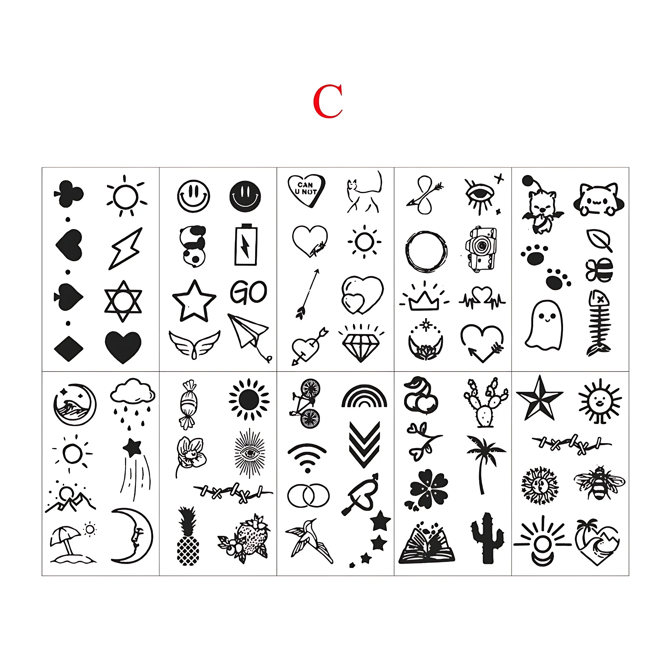 10pcs Small Finger Fake Tattoos Stickers for Women Girls Ladies Heart Rainbow Sun Temporary Tatoo Waterproof Hands Body Tatuagem