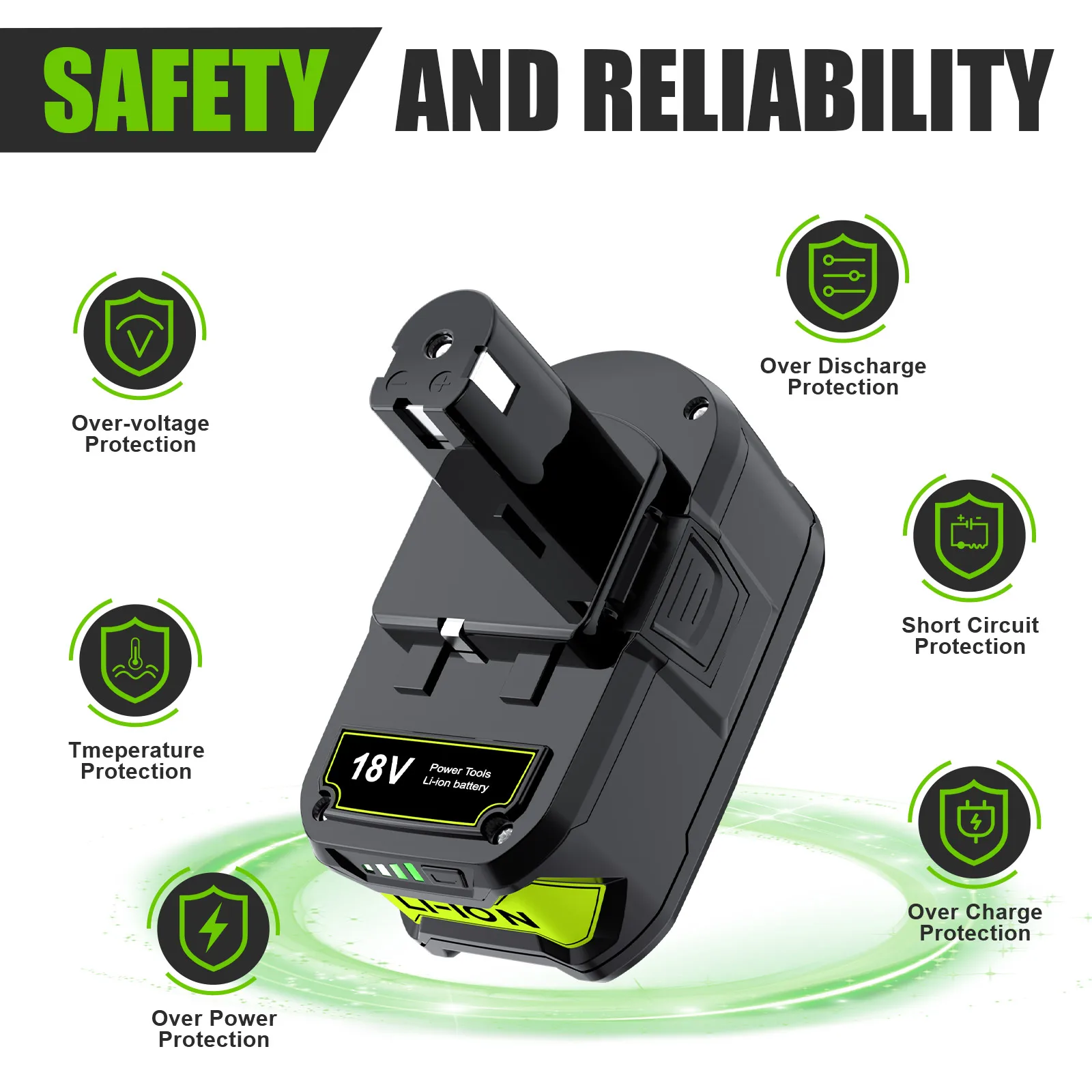 For Ryobi Battery 18V One Plus Tools Replacement For Ryobi 18V Lithium-ion Battery 6000mAh/ 9000mAh For Ryobi P108 P109 P106