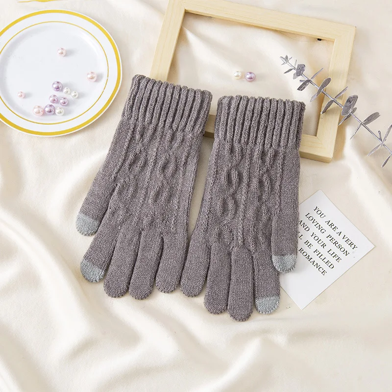 Gants tricotés pour garder au chaud en hiver pour femmes et étudiants, mitaines épaisses pour écran tactile, cadeaux de noël pour Couples, T201