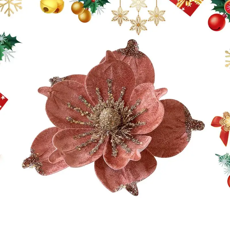 

Magnolia Flower Christmas Ornament Christmas Artificial Magnolia Flowers Ornament With Glitter Sequins Glitter Fake Magnolia