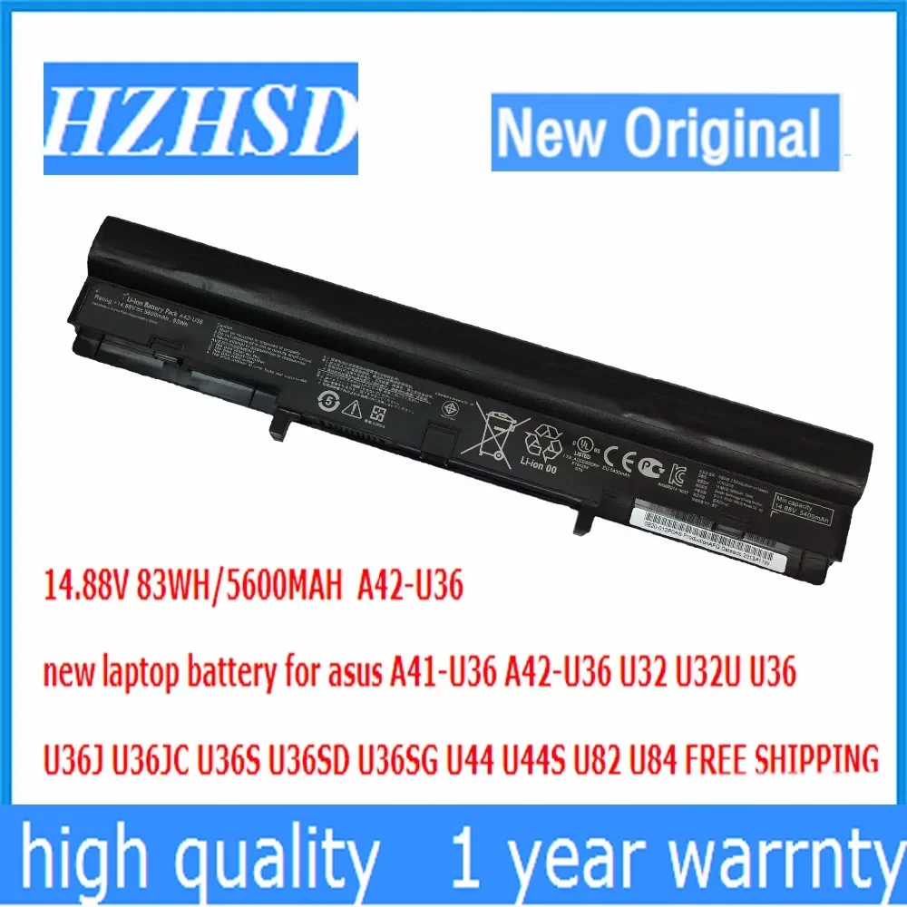 14.88V 83WH 5600MAH new A42-U36 laptop battery for asus A41-U36 U32 U32U U36  U36J U36JC U36S U36SD U36SG U44 U44S U82 U84