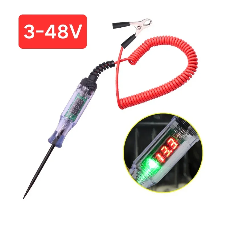 6V/12V/24V Automotive Circuit Test Pen LED Digital Voltage Display Long Probe Circuit Detector Check Vehicle Circuit Telescoping