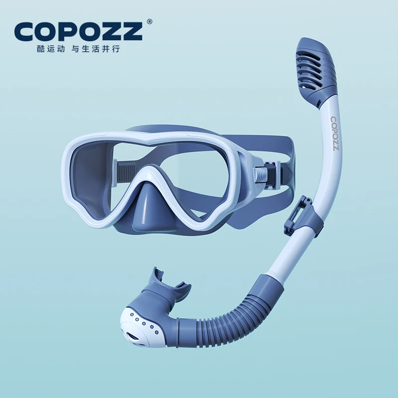 COPOZZ Unterwasser-Tauchmaske und Schnorchel, Antibeschlagbrille, Brille, Tauchen, Schwimmen, leichtes Atemschlauch-Set für Kinder