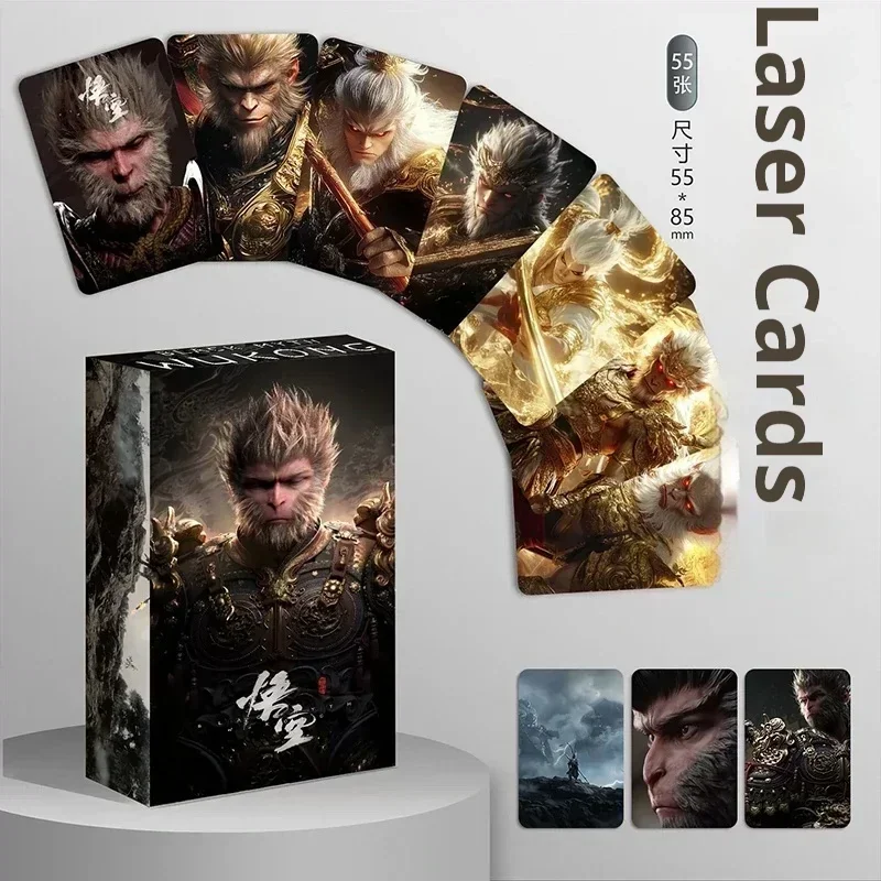 55 Piece Laser Printed Three Inch Rounded Corner Cards Around The Game Black Myth Wukong Mini Card, Unofficial Lomo Card