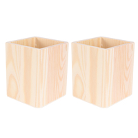 2 Pcs Painting Brush Holder Pen Wood Container Container ganizer Desk Cup Solid Wood Storage Pencil Holder DIY Box