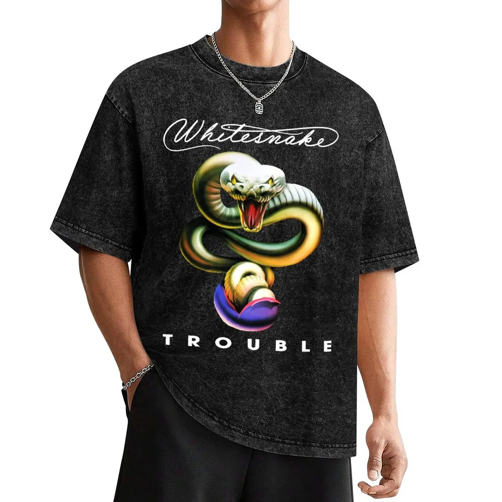 Trouble whitesnake art band gift for fans T-Shirt baggy shirts oversized graphic tee fitted t shirts for men