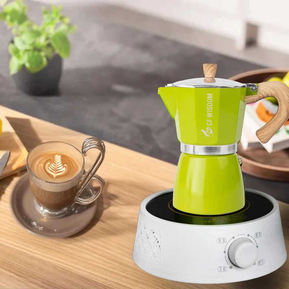 

CF Wisdom Single Valve Mocha Pot, Stove Coffee Maker, Italian Espresso Coffee Maker, Home, Coffee Accessories, 300ml