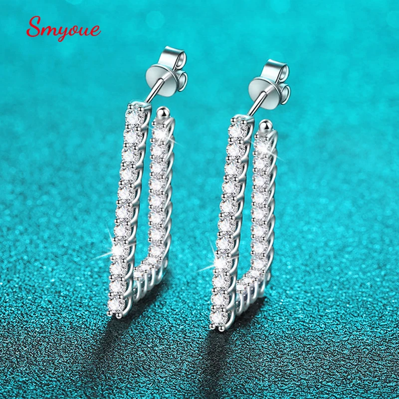 

Smyoue 2.2mm 1.84cttw Full Moissanite Stud Earrings for Women Sparkling Lad Diamond Party Jewelry Sterling Silver 925 Ears Stud