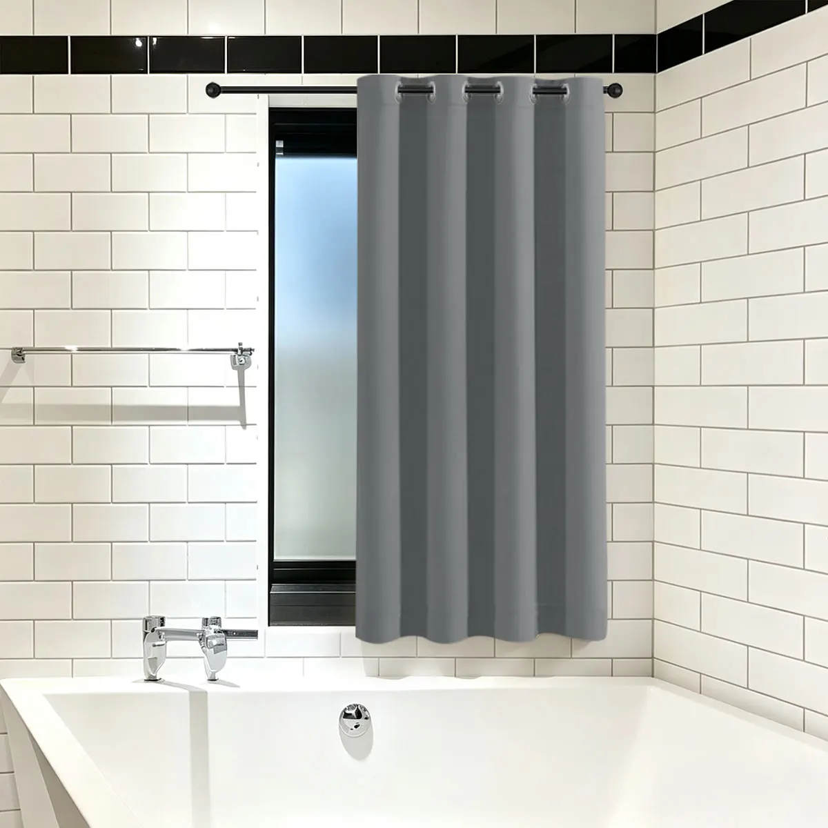 Solid Waterproof Grommet Curtain, Bathroom Partition, Light Blocking Short Curtain 1 Panel, Multi Colors Available