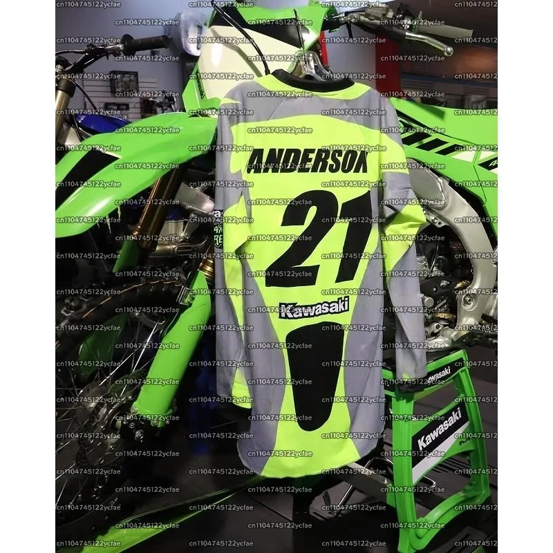 

Autumn Kawasaki Motorcycle Quick Drying Jersey #21ANDERSON Long Sleeve Breathable Racing Shirt Comfortable Dirt Bike Outdoor Top