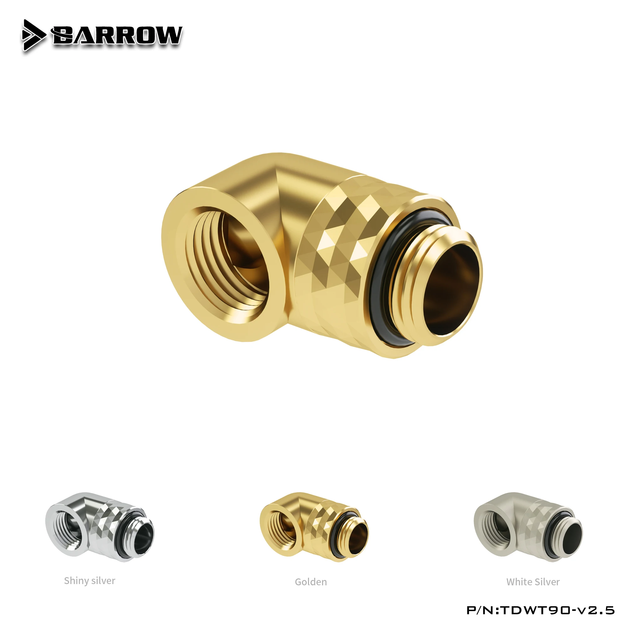 

BARROW G1/4" 90 Angled 360 Rotatable Water Cooling FIttings DIY Computer Fluid Loop Build Connector Gold/Silver TDWT90-v2.5