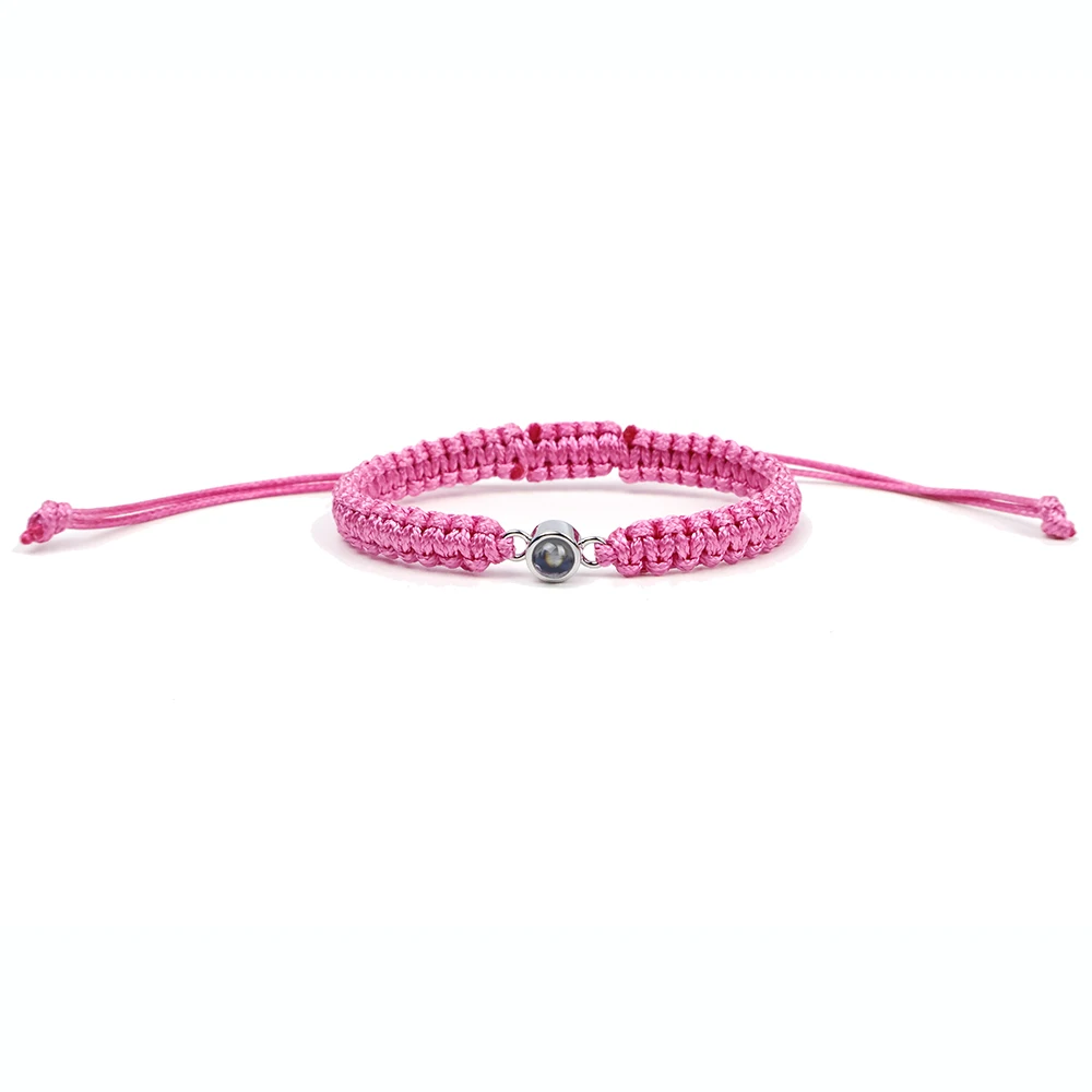 Bunte Seil-Armbänder, individuelle Farbe, Foto-Anhänger, handgewebte Kette, Schmuck für Frauen oder Männer, Freundin, Geschenk, modisch, romantisch – Detail 1