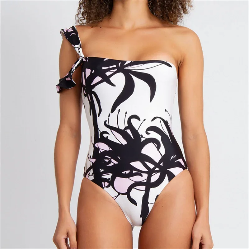 

2025 New Push-Up One-Piece Swimsuit Ruffle Beachwear Women Wrap Skirt Swimwear Sexy Sarong Cover-Up Plage Fashionable Poolwear