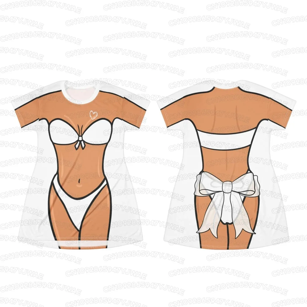 2026 Sommer Damen-Schlafkleid Lustiges 3D-Leopardenmuster Bikini-Schlafshirt Strand-Überwurf Urlaub Kurzarm-Kleid Strandgeschenk – Detail 5