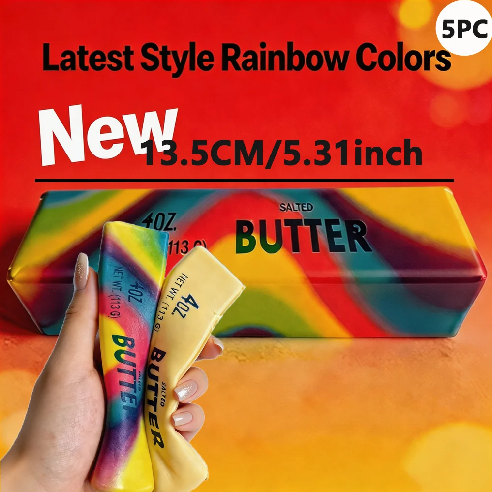 5 Pieces New of Soft and Squeezable Butter Sticks Hand Squeezed Adult Fidget Toy Gifts to Relieve Anxiety and Stress for Adult