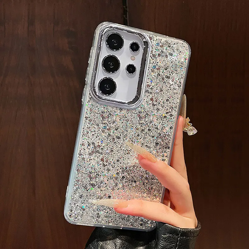 S 25 24 ultra Bling Glitter Luxury Case For Samsung Galaxy S25 S24 S23 S22 S21 Ultra FE Plus Cover Cases Fashion Girl Gift Cute