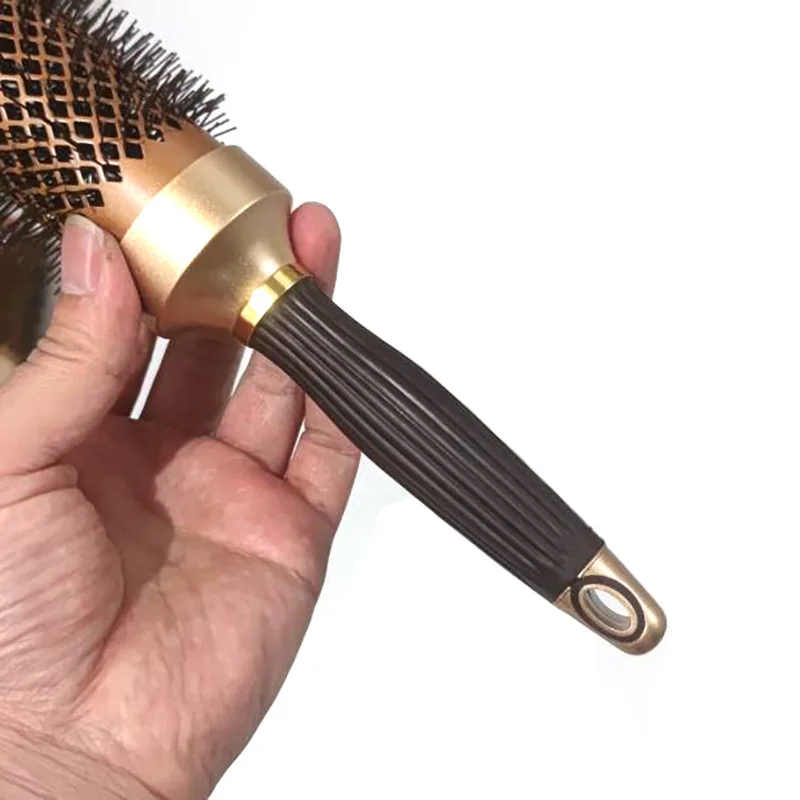 Gold Themal Hair Salon Curly Hair Round Brush Aluminum Radial Hair Ionic Comb In 4 Sizes Professional Salon Brushes