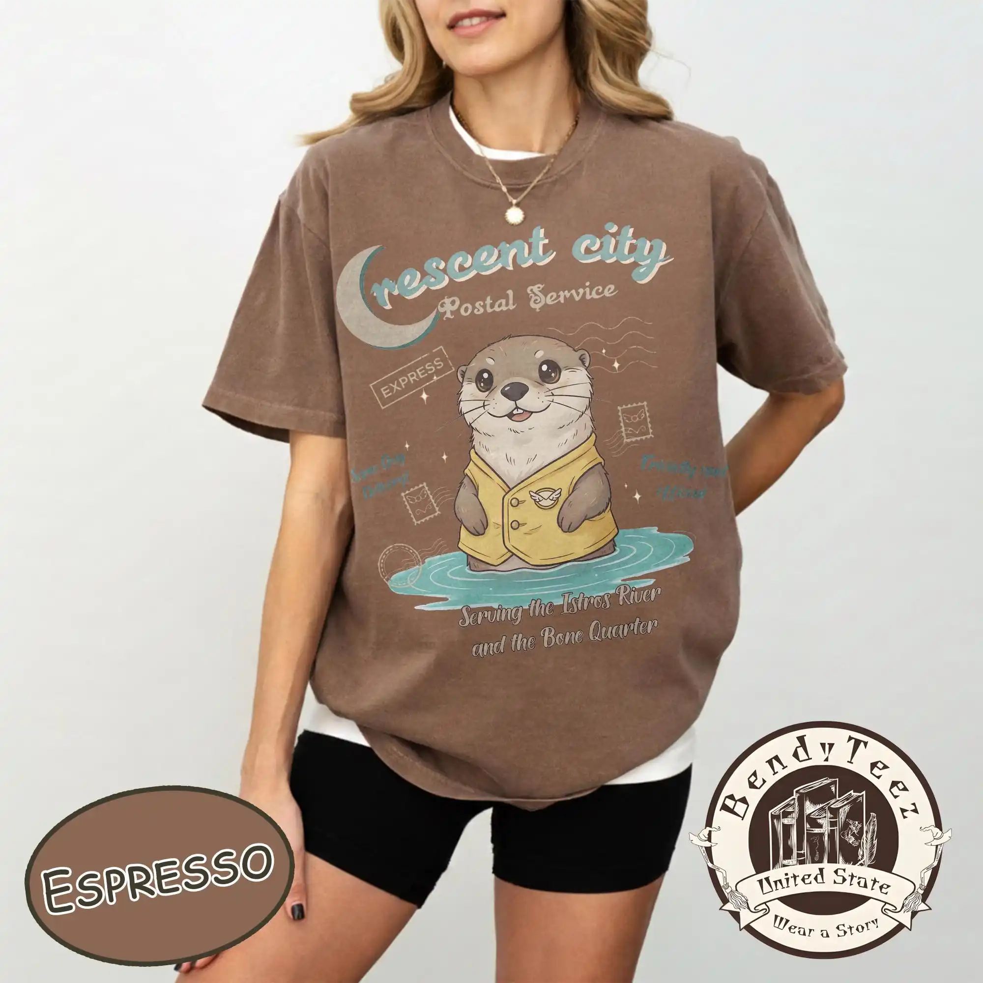 Otter Bookish T-Shirt, Crescent City Postal Service Tee, Fantasy Reader Shirt, Cozy Book Lover Tee, Sarah J Mass Inspired Shirt