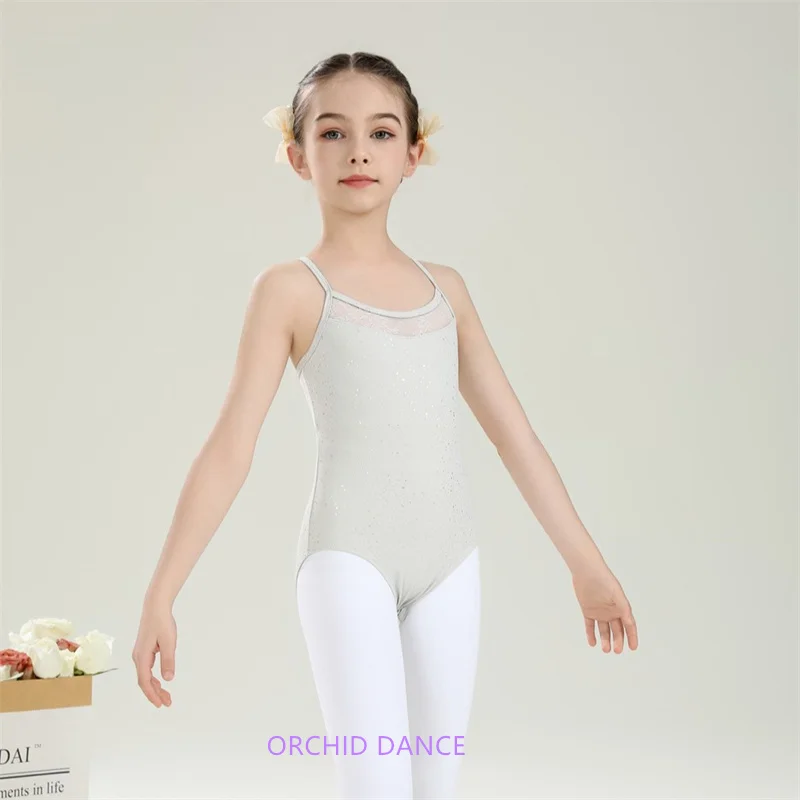 New Coming Fashion Cute Kids Girls Children Sparkling Spandex Blue Pink Lilac Cream Camisole Ballet Leotards Dance Skirts