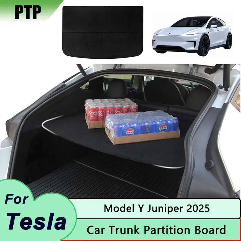 For Tesla Model Y Juniper 2025 Trunk Cargo Cover Curtain Rear Luggage Carrier Retractable Partition Baffle Plate Car Accessories