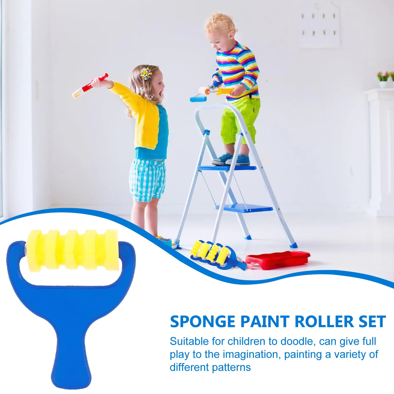 8Pcs Sponge Paint Roller Kit Premium Sponge Graffiti Roller for Children Art Classes Drawing Doodling Early Learning Sensory