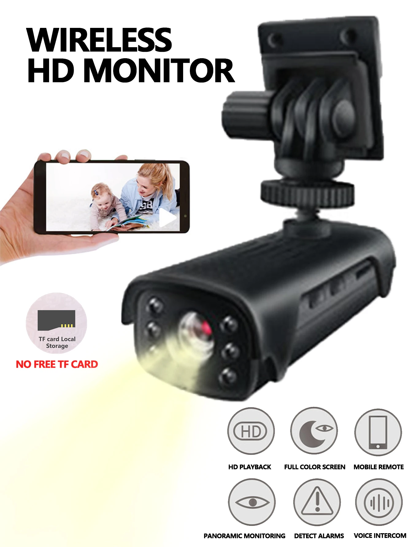 Wireless Monitor Rechargeable WIFI Camera Infrared HD Night Vision Camera Voice Intercom Watch Online Support TF Card