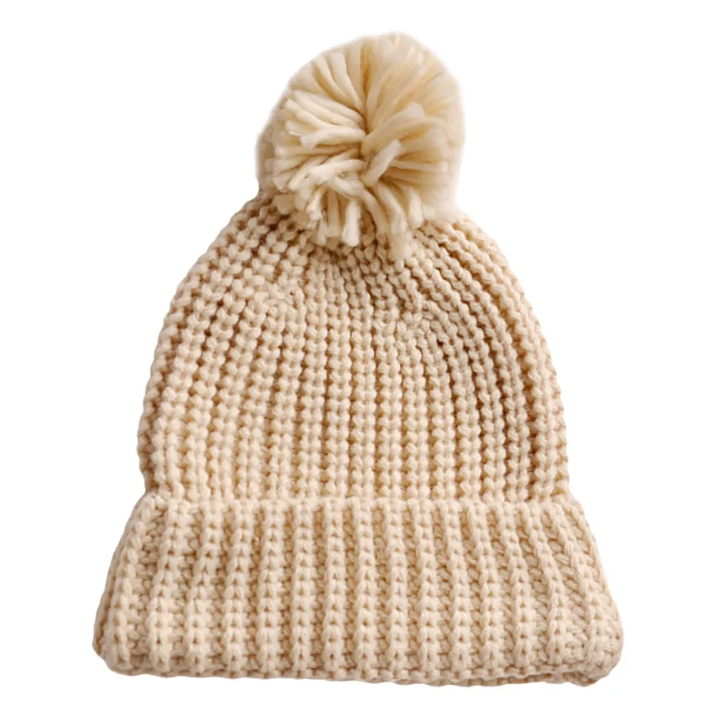 

1 шт. Детская вязаная шапка, утолщенная, теплая зимняя шапка для детей, эластичный дизайн, идеально подходит для осени и зимы, шерстяная шапка