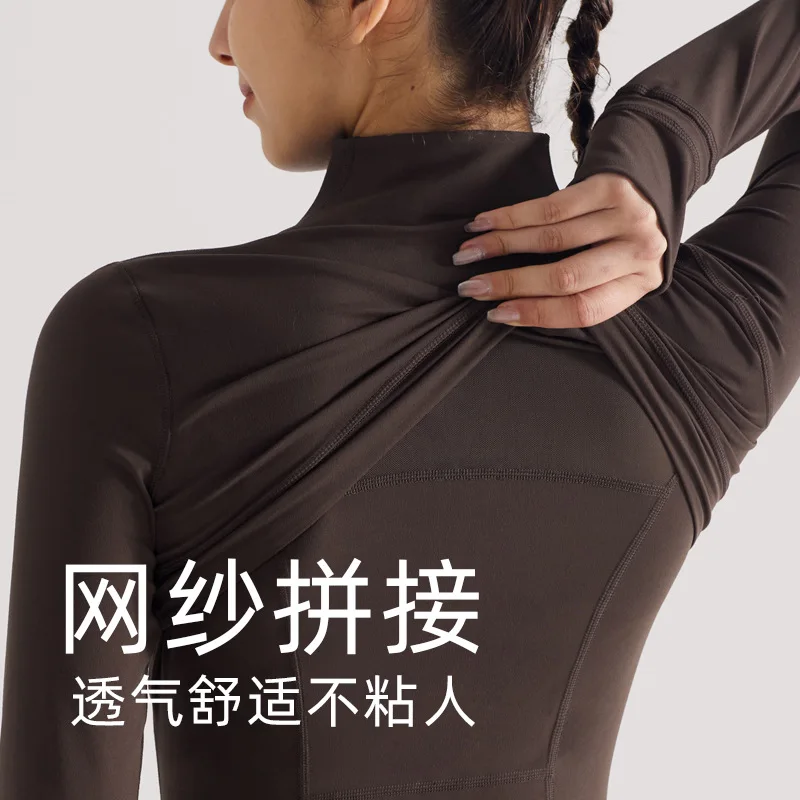 Lu-Chaqueta deportiva para mujer, abrigo de Yoga con cremallera, ropa de secado rápido, chaqueta de Fitness para correr, ropa deportiva con agujero para el pulgar, Top de entrenamiento para gimnasio 2024