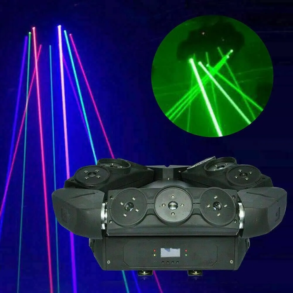TFCFL 4 in 1RGBW 9 Mata Lampu Panggung Moving Head Party Light, Lampu Sorot/Pinspot 160W untuk DJ Party, 8/16 Channel