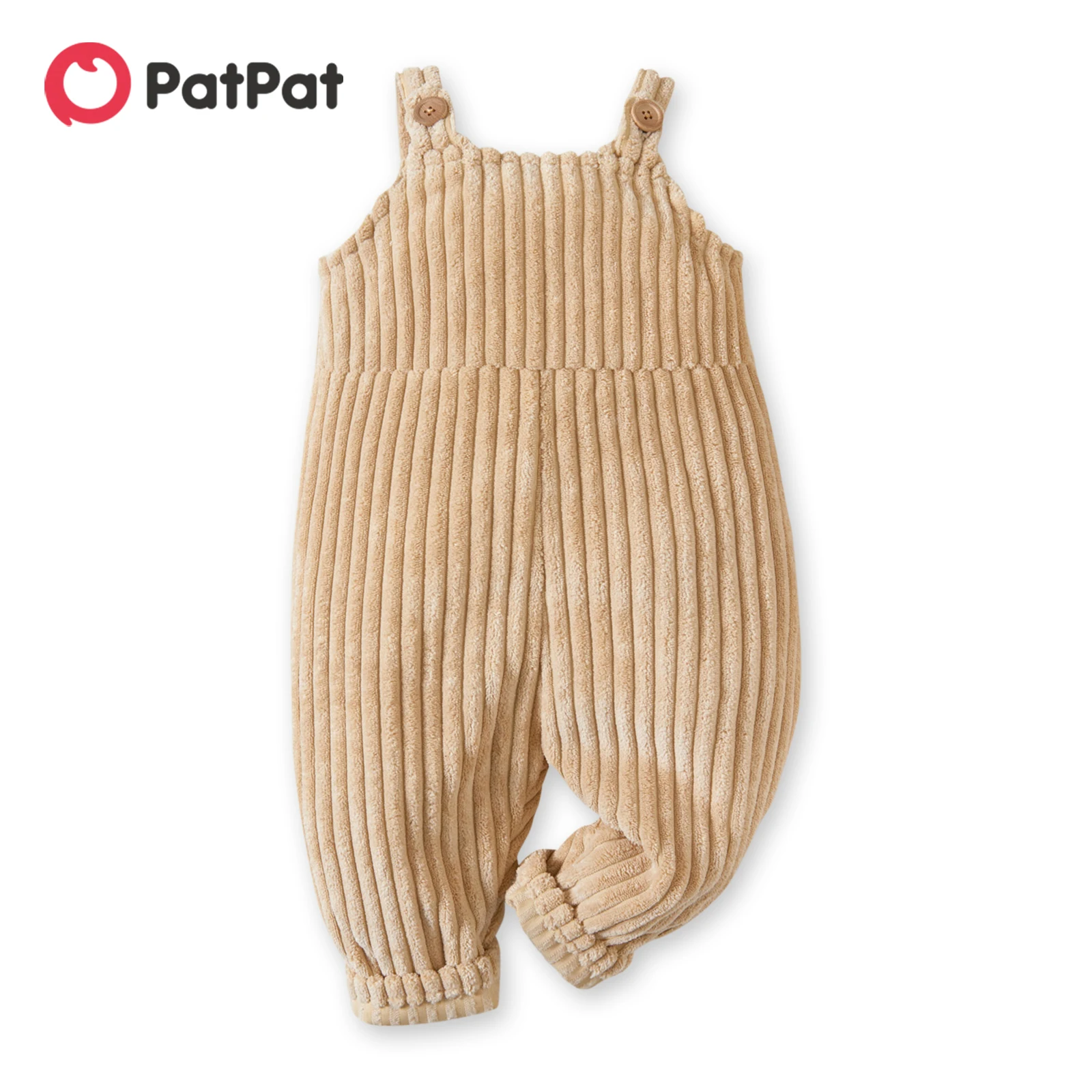 

PatPat Baby Boy/Girl Solid Ribbed Fleece Overalls