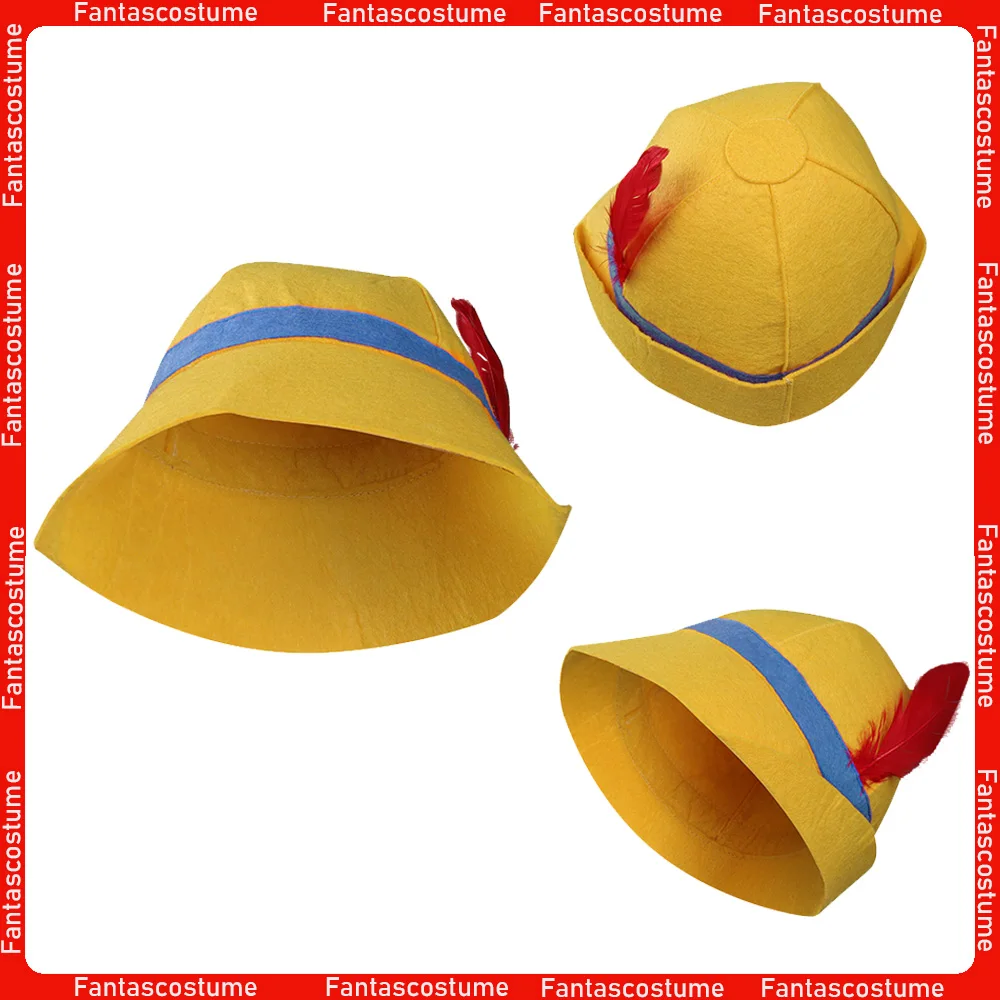 Kids Pino Cosplay Yellow Felt Hat Cap Cartooon Anime Lies Disguise Children Halloween Carnival Costume Accessories Props Gifts