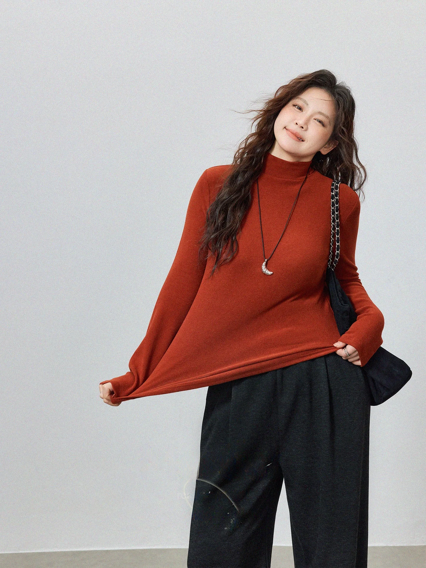 

plus Size Women's High Ne Slim Fit Long Sve Basic Sle Inner Wear Versatile Long T-irt New Arrival Slim Base irt