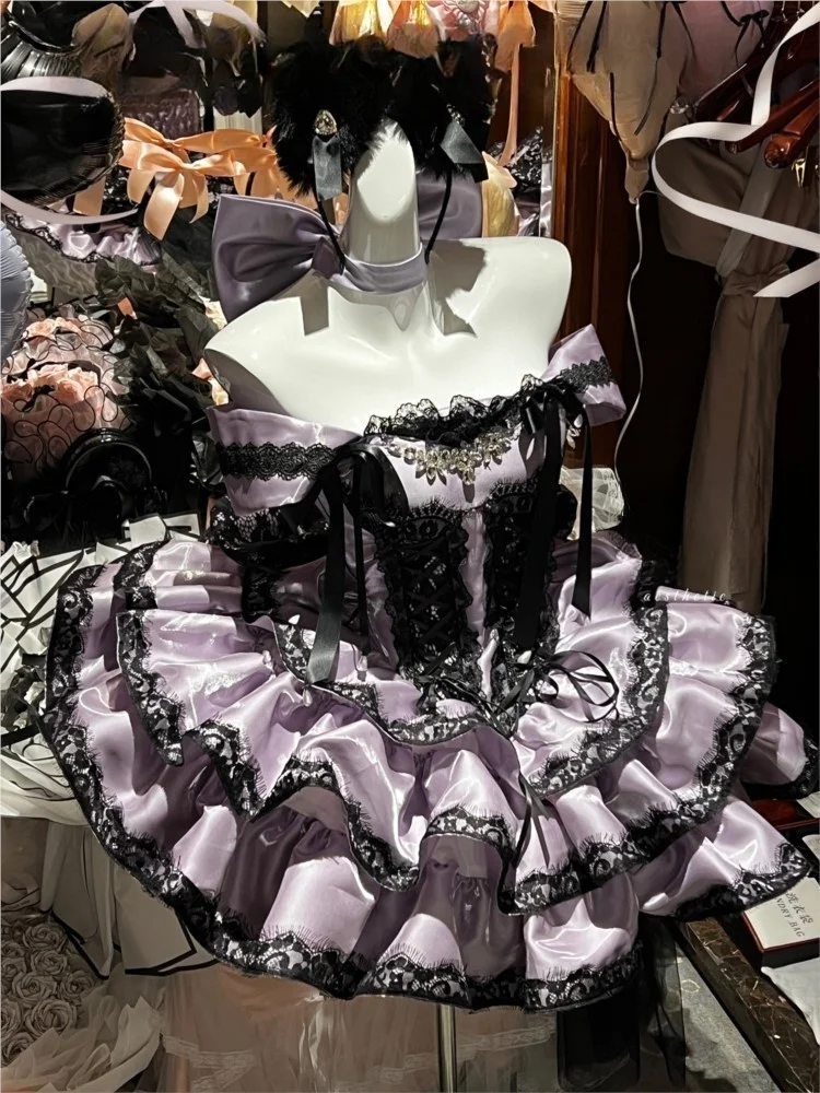 

Фиолетовое романтическое и ритуальное кружевное платье