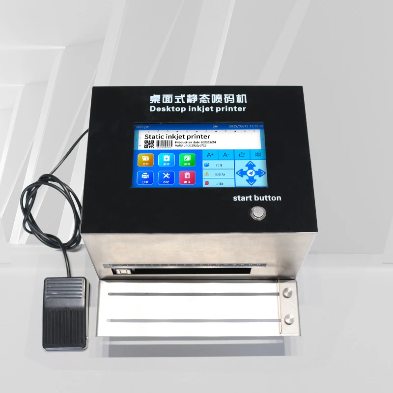 

PJT-I For 7-Inch Capacitive Screen Static Desktop Coder Adjustable 2-12.7mm Height Cij Printer for Plastic Bag Bottle Caps Metal