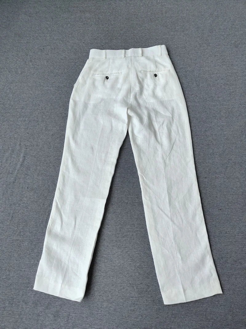 

Luxury High-Waist Straight-Leg Linen Casual Pants Tummy Control Slimming Italian LP Guest Supply Women's Faion Sweet Sle
