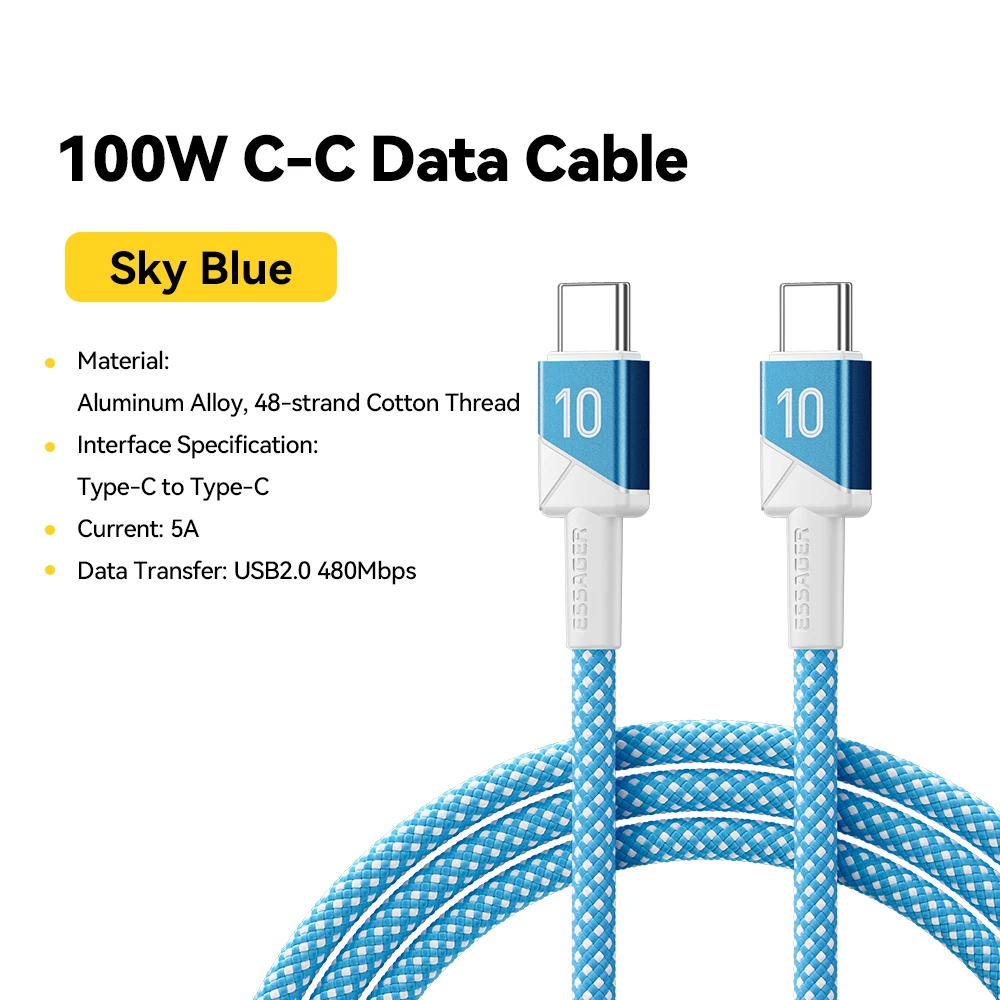 ESSAGER 100W 7A USB C naar USB C-kabel Snellaaddraad voor iPhone 17/16/15/14 pro Max MacBook iPad Laptop - Voetbalteamkleuren - afbeelding 1