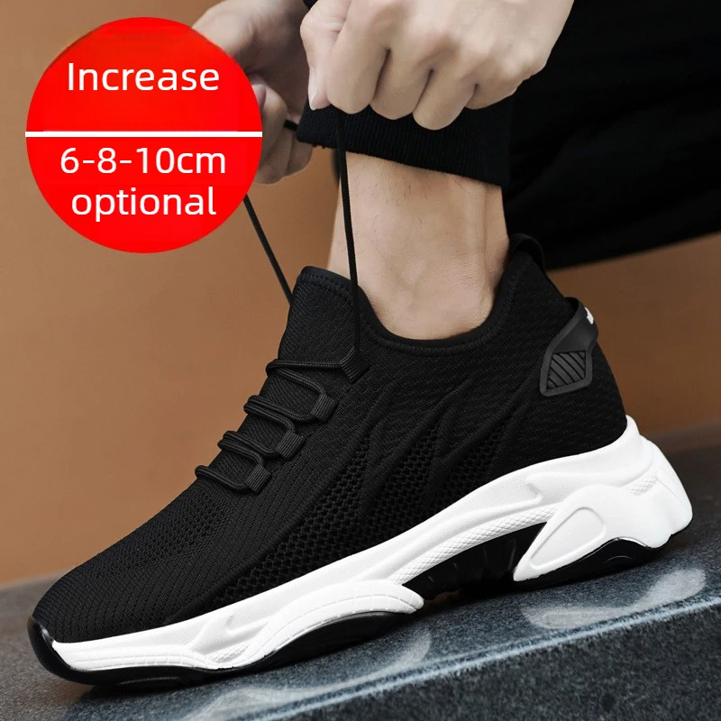 

Men's Height Increasing Shoes 6-10cm High Top sneakers Invisible Height Increasing Platform Shoes Large Size Men Shoes 36-46