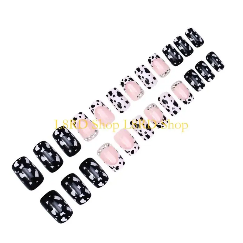 L8RD 24 Pieces Elegant French Leopard Pattern Press on for Women Girls
