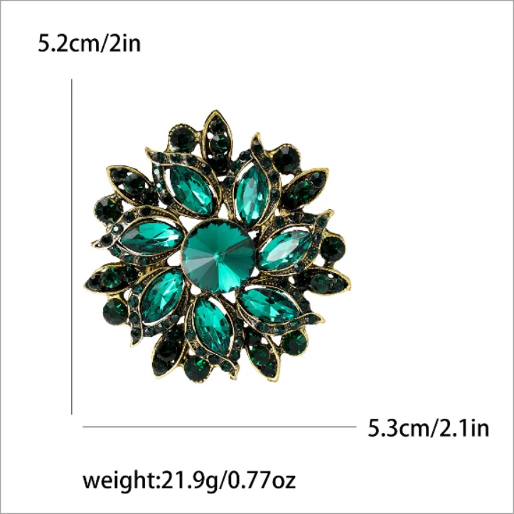 Anmutige Luxus-Kristall-Broschen mit runden Blüten für Damen, trendige Zirkon-Anstecknadeln, Schmuck für Party, Büro, Anzug, Dekoration, Festivalgeschenk – Detail 4