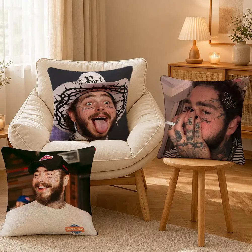 Rapper Post Malone Melodic Rap Cushion Cover Personalized Short Plush Soft Bedroom Sofa Home Decor Gift