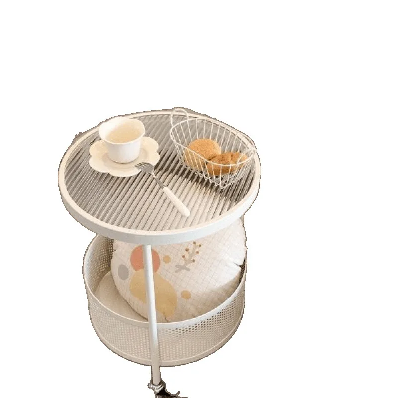 

Мобильный небольшой журнальный столик в кремовом стиле, тележка для маленькой квартиры, дома, дивана, приставной столик для гостиной, стеклянный круг