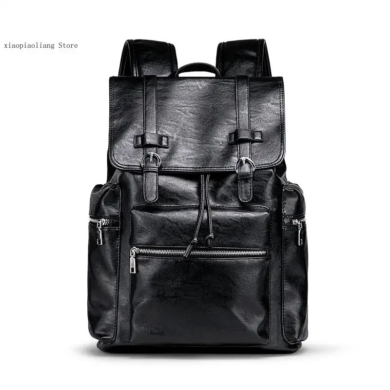 Pu Soft Leather Men\'s Bag Backpack Travel Bag Casual Computer Backpack Outdoor Travel Backpack