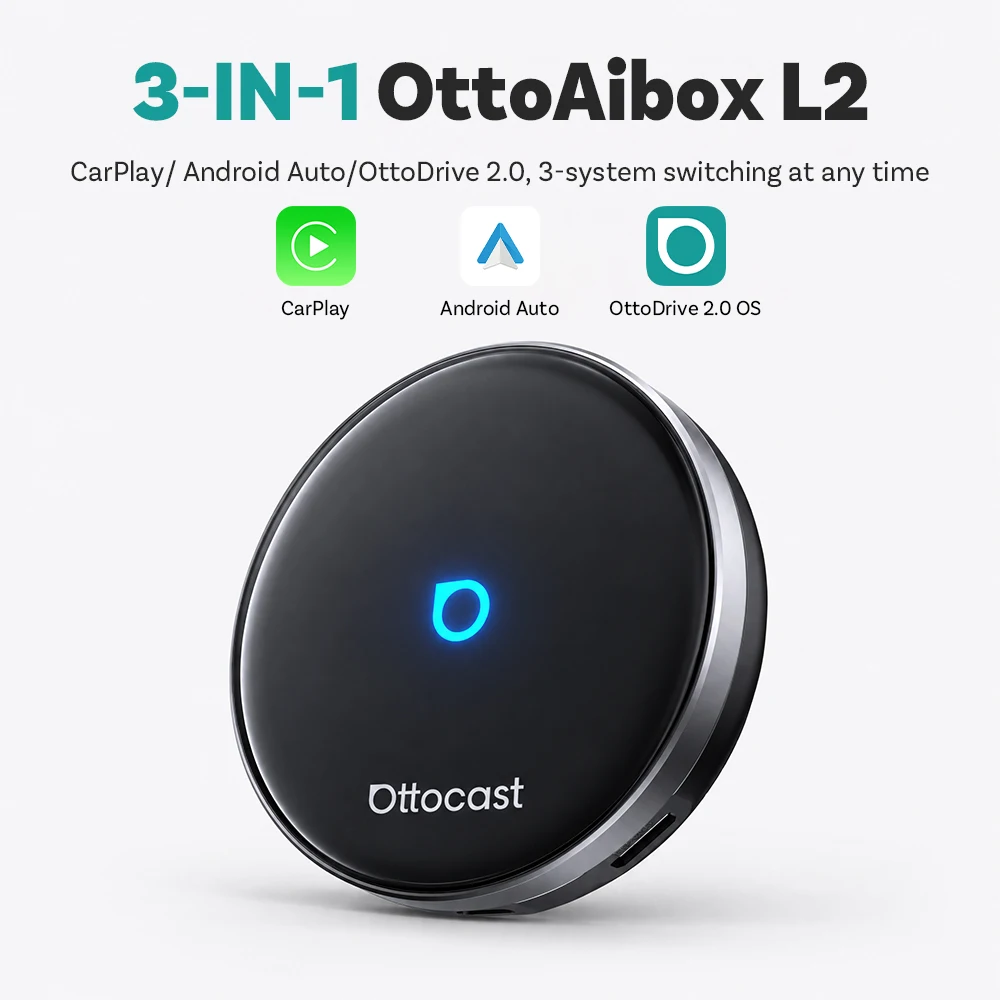 Ottocast Aibox 3 in 1 Carplay Android Auto Support for HDMI Out to Watch Video Car Accessories for VW Toyota Benz