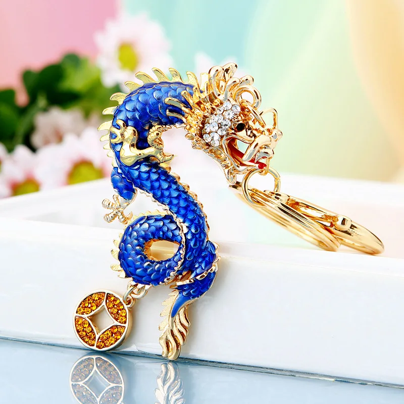 Chinese Zodiac Dragon Pendant Keychain Creative Totem Key Ring Accessories Women Men Bag Accessories Gift Decorative Props