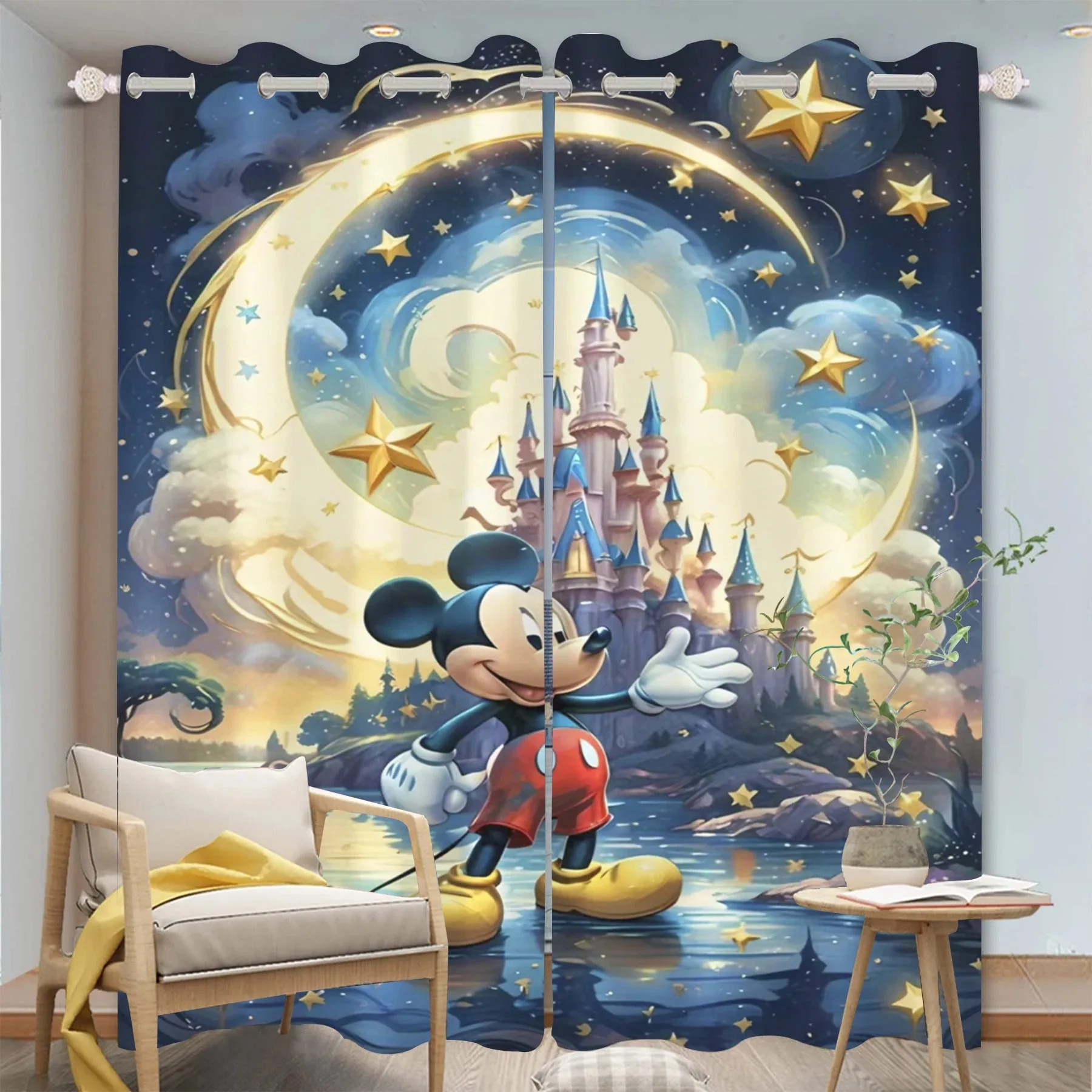 Disney Cartoon Mickey Minnie Mouse Curtain 3D Printing Cute Blackout Curtain Living Room Bedroom Decoration Kids Gift 150x166cm