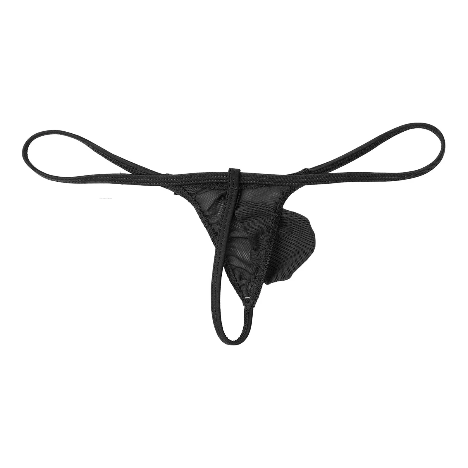 Mens Bikini G-string Panties See Through Mesh Thong Bulge Pouch Low Rise T-Back Underwear Tempting Underpants Lingerie Nightwear