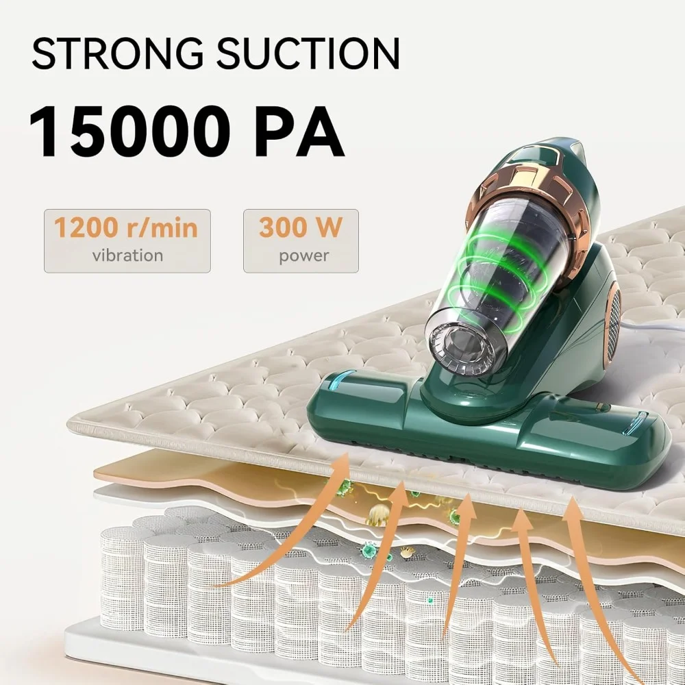 HAOYUNMA Handheld Bed Vacuum Cleaner Machine, Mattress Vacuum Cleaner with 15KPa Suction, UV Light, Washable HEPA Filter