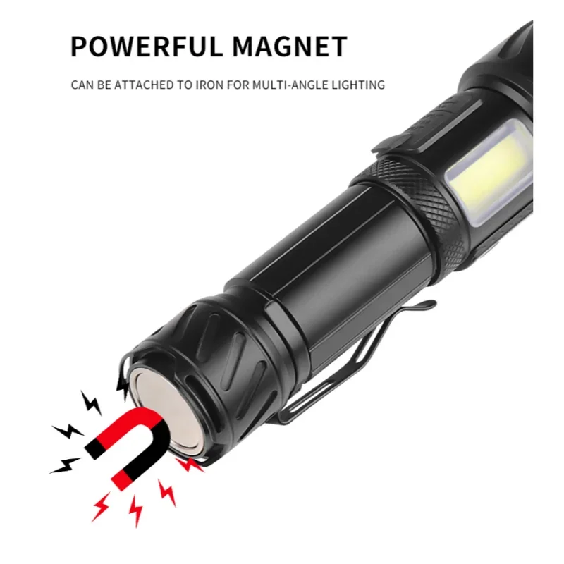 ZHAOZHANGX XHP160+COB Red and White Light High-Intensity Flashlight Type-C Charging Zoom XHP99 Warm Light Flashlight